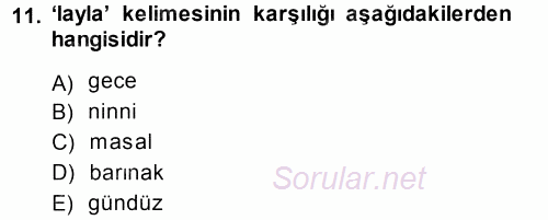 Çağdaş Türk Yazı Dilleri 1 2014 - 2015 Tek Ders Sınavı 11.Soru