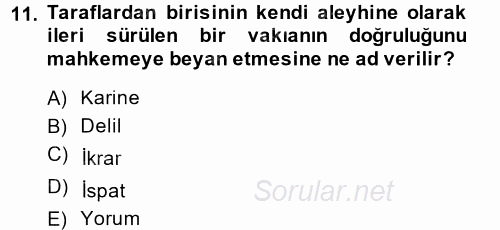 Vergi Yargılaması Hukuku 2014 - 2015 Dönem Sonu Sınavı 11.Soru