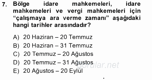 Vergi Yargılaması Hukuku 2014 - 2015 Dönem Sonu Sınavı 7.Soru