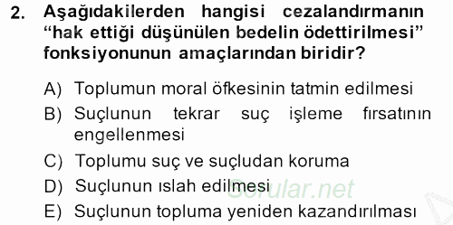 Suç Önleme Modelleri 2013 - 2014 Dönem Sonu Sınavı 2.Soru