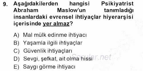 Suç Önleme Modelleri 2013 - 2014 Dönem Sonu Sınavı 9.Soru