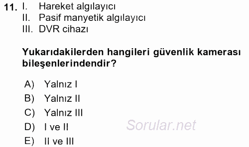 Güvenlik Sistemleri 2017 - 2018 3 Ders Sınavı 11.Soru