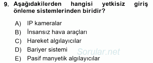 Güvenlik Sistemleri 2017 - 2018 3 Ders Sınavı 9.Soru