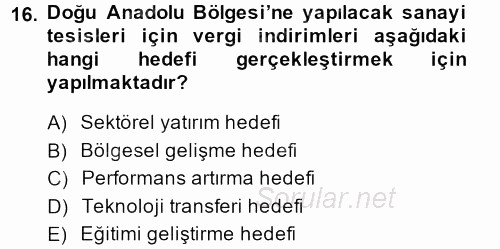 Endüstri Sosyolojisi 2013 - 2014 Dönem Sonu Sınavı 16.Soru