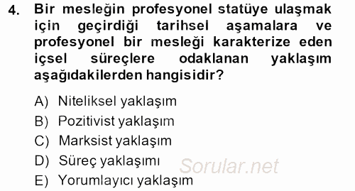Endüstri Sosyolojisi 2013 - 2014 Dönem Sonu Sınavı 4.Soru