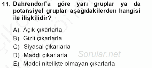 Modern Sosyoloji Tarihi 2013 - 2014 Ara Sınavı 11.Soru
