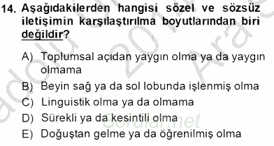 İletişim Bilgisi 2014 - 2015 Ara Sınavı 14.Soru