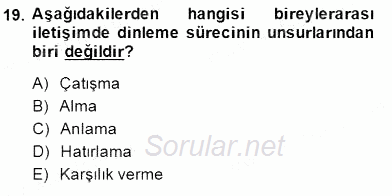 İletişim Bilgisi 2014 - 2015 Ara Sınavı 19.Soru