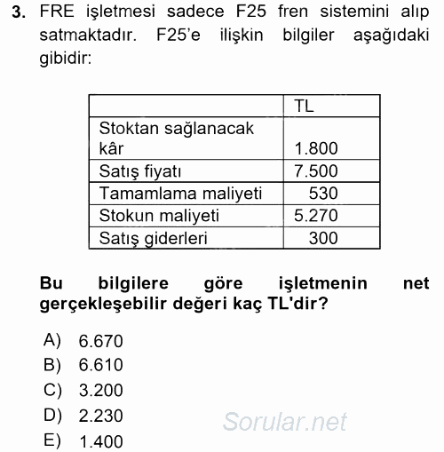 Dönemsonu İşlemleri 2017 - 2018 Ara Sınavı 3.Soru