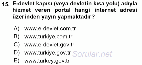 Dış Ticarette Bilgisayar Uygulamaları 2016 - 2017 3 Ders Sınavı 15.Soru