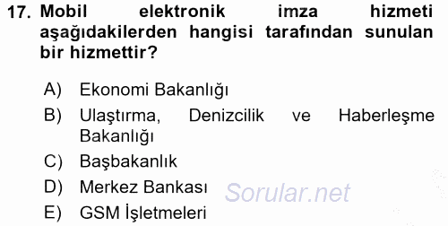 Dış Ticarette Bilgisayar Uygulamaları 2016 - 2017 3 Ders Sınavı 17.Soru