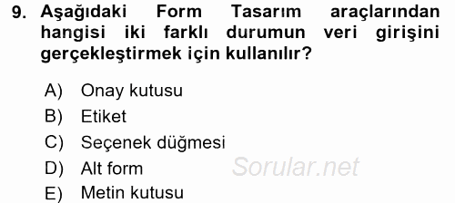Dış Ticarette Bilgisayar Uygulamaları 2016 - 2017 3 Ders Sınavı 9.Soru