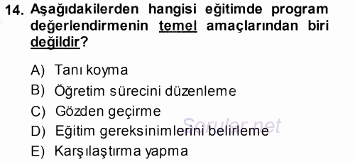 Özel Öğretim Yöntemleri 1 2013 - 2014 Dönem Sonu Sınavı 14.Soru