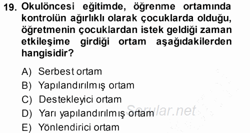 Özel Öğretim Yöntemleri 1 2013 - 2014 Dönem Sonu Sınavı 19.Soru