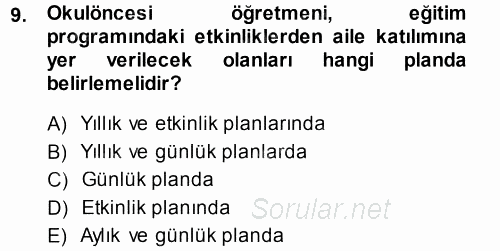 Özel Öğretim Yöntemleri 1 2013 - 2014 Dönem Sonu Sınavı 9.Soru