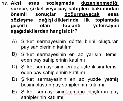 Ticaret Hukuku 2 2015 - 2016 Ara Sınavı 17.Soru