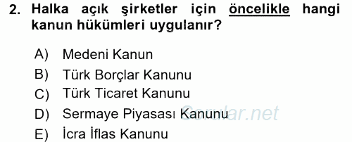 Ticaret Hukuku 2 2015 - 2016 Ara Sınavı 2.Soru