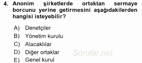 Ticaret Hukuku 2 2015 - 2016 Ara Sınavı 4.Soru