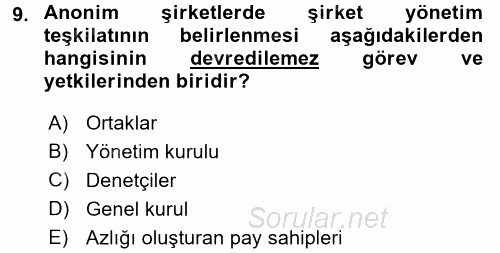 Ticaret Hukuku 2 2015 - 2016 Ara Sınavı 9.Soru