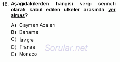 Uluslararası İşletmecilik 2013 - 2014 Dönem Sonu Sınavı 18.Soru