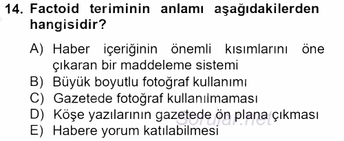 Medya Siyaset Kültür 2012 - 2013 Dönem Sonu Sınavı 14.Soru