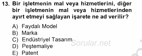 Ticaret Hukuku 1 2012 - 2013 Ara Sınavı 13.Soru