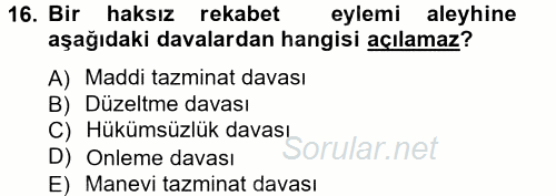 Ticaret Hukuku 1 2012 - 2013 Ara Sınavı 16.Soru