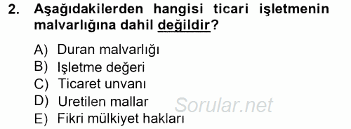 Ticaret Hukuku 1 2012 - 2013 Ara Sınavı 2.Soru