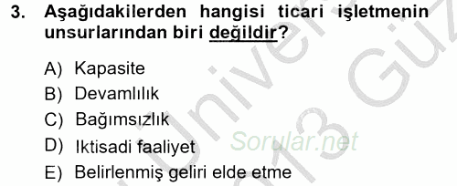 Ticaret Hukuku 1 2012 - 2013 Ara Sınavı 3.Soru