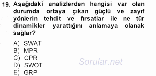 Reklamcılık 2014 - 2015 Dönem Sonu Sınavı 19.Soru