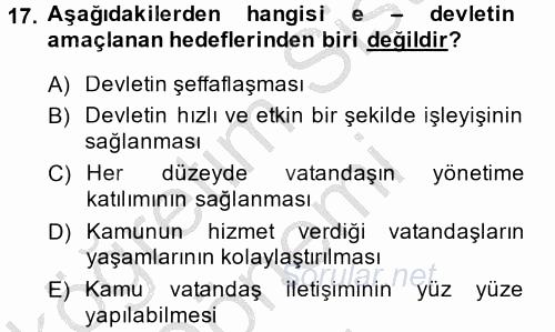 Dış Ticarette Bilgisayar Uygulamaları 2013 - 2014 Dönem Sonu Sınavı 17.Soru