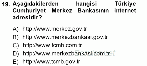 Dış Ticarette Bilgisayar Uygulamaları 2013 - 2014 Dönem Sonu Sınavı 19.Soru
