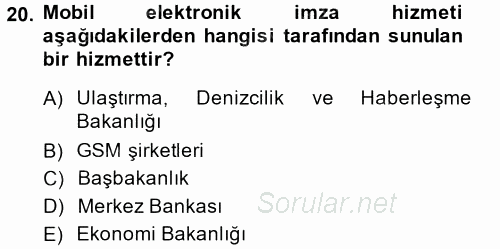 Dış Ticarette Bilgisayar Uygulamaları 2013 - 2014 Dönem Sonu Sınavı 20.Soru