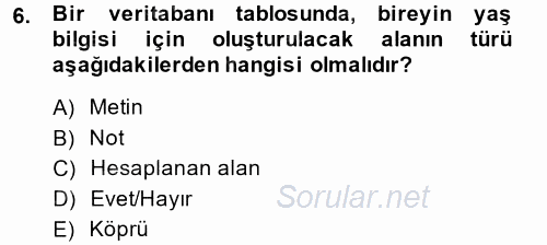 Dış Ticarette Bilgisayar Uygulamaları 2013 - 2014 Dönem Sonu Sınavı 6.Soru