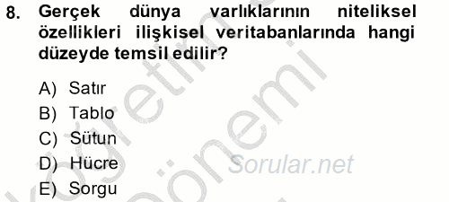 Dış Ticarette Bilgisayar Uygulamaları 2013 - 2014 Dönem Sonu Sınavı 8.Soru