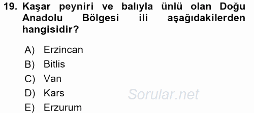 Yöresel Mutfaklar 2016 - 2017 Ara Sınavı 19.Soru