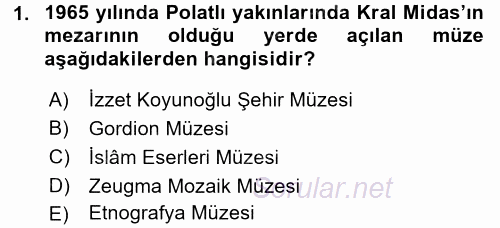 Müzecilik ve Sergileme 2015 - 2016 Dönem Sonu Sınavı 1.Soru