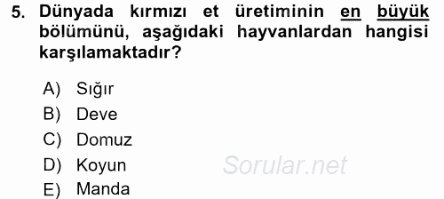 Gıda Coğrafyası 2017 - 2018 3 Ders Sınavı 5.Soru