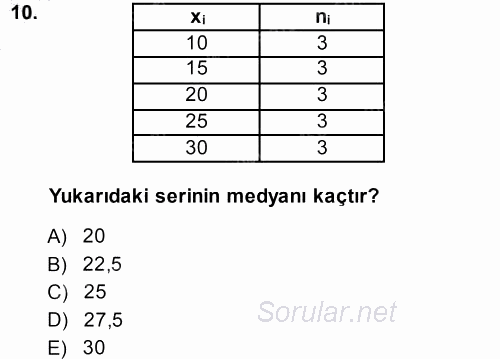 İstatistik 2013 - 2014 Ara Sınavı 10.Soru