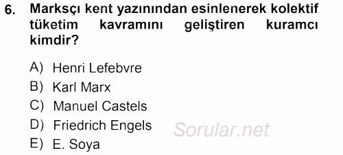 Toplumsal Cinsiyet Sosyolojisi 2012 - 2013 Dönem Sonu Sınavı 6.Soru