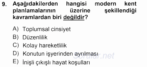 Toplumsal Cinsiyet Sosyolojisi 2012 - 2013 Dönem Sonu Sınavı 9.Soru