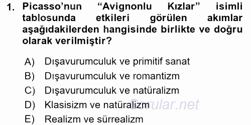 Batı Edebiyatında Akımlar 2 2017 - 2018 Ara Sınavı 1.Soru