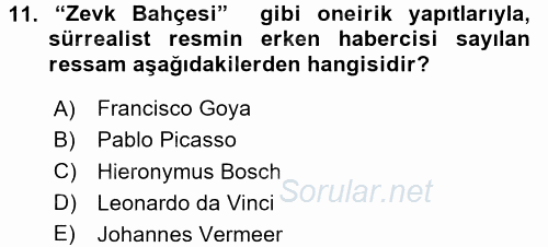 Batı Edebiyatında Akımlar 2 2017 - 2018 Ara Sınavı 11.Soru