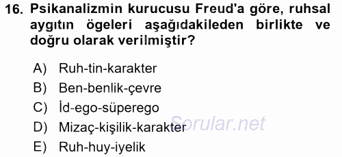 Batı Edebiyatında Akımlar 2 2017 - 2018 Ara Sınavı 16.Soru