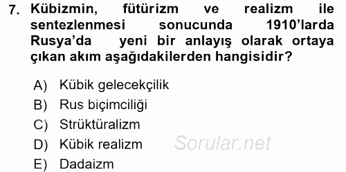 Batı Edebiyatında Akımlar 2 2017 - 2018 Ara Sınavı 7.Soru