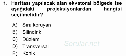 Bilgisayar Destekli Harita Yapımı 2 2017 - 2018 Dönem Sonu Sınavı 1.Soru