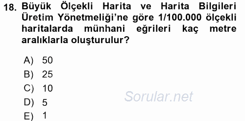 Bilgisayar Destekli Harita Yapımı 2 2017 - 2018 Dönem Sonu Sınavı 18.Soru