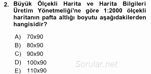 Bilgisayar Destekli Harita Yapımı 2 2017 - 2018 Dönem Sonu Sınavı 2.Soru