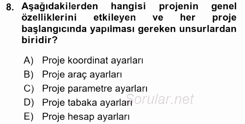 Bilgisayar Destekli Harita Yapımı 2 2017 - 2018 Dönem Sonu Sınavı 8.Soru