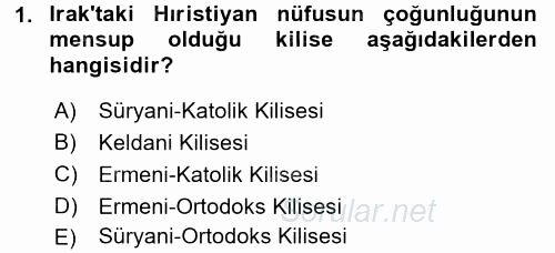 Modern Ortadoğu Tarihi 2016 - 2017 Ara Sınavı 1.Soru